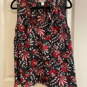 Black with red floral professional tank top - Size M